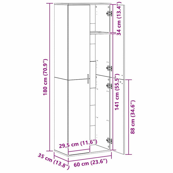 vidaXL Highboard en bois de récupération 60 x 35 x 180 cm Bois d'ingénierie