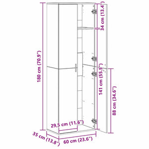 Highboard Eiche 60x35x180 cm