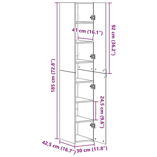 Highboard 2er Set Artisan Eiche 185 cm