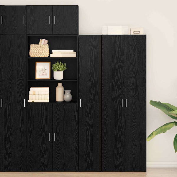 vidaXL Highboard 2 pcs Black Oak Look 30 x 42.5 x 185 cm