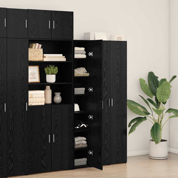 vidaXL Highboard 2 pcs Black Oak Look 30 x 42.5 x 185 cm