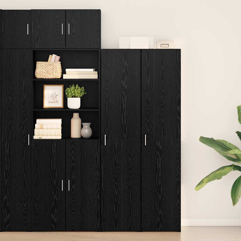 Highboard Schwarz Eichenoptik 185 cm