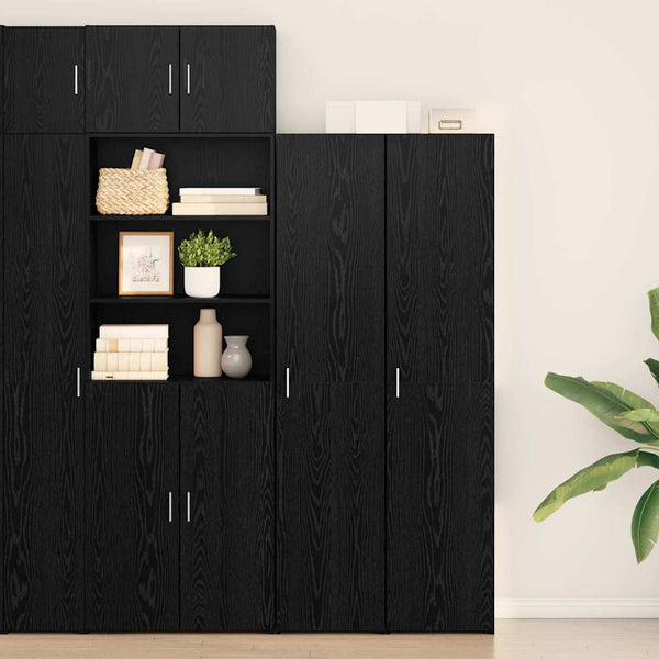 Highboard Schwarz Eichenoptik 185 cm