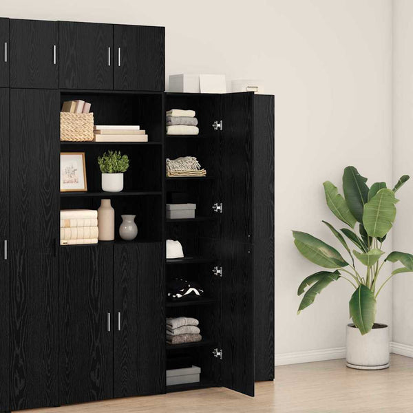Highboard Schwarz Eichenoptik 185 cm