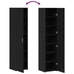 Highboard Schwarz Eichenoptik 185 cm