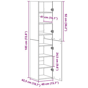 Highboard Schwarz Eichenoptik 185 cm