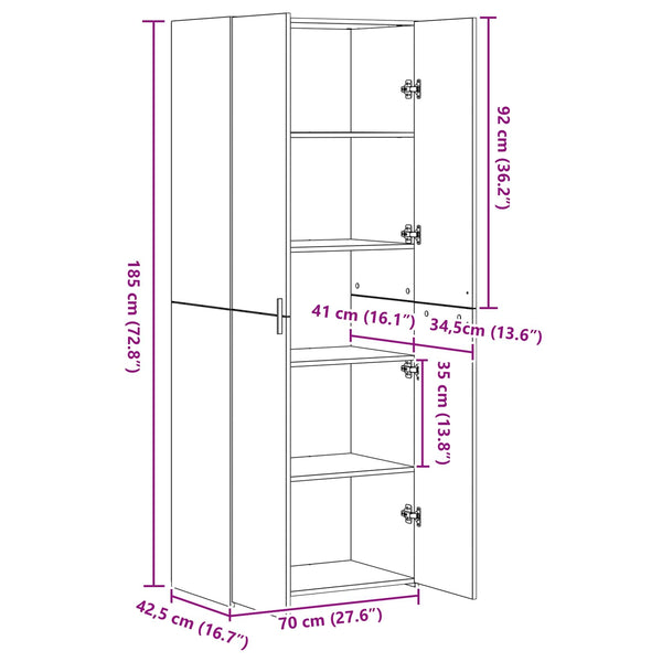 vidaXL Highboard 2 pcs Black Oak Look 70 x 42.5 x 185 cm