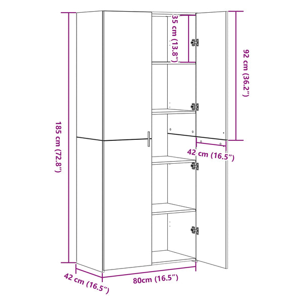 Highboard 2er Set Artisan Eiche 80x42x185cm