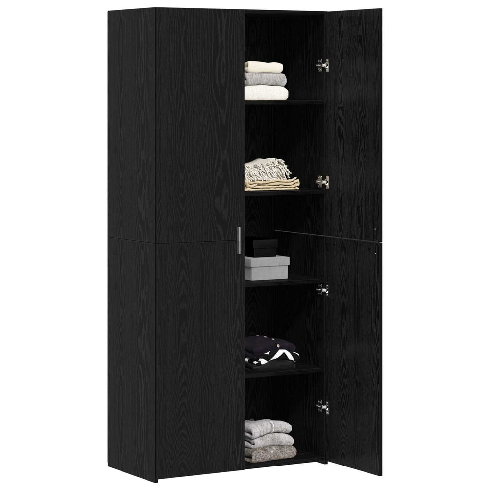 Highboard 2er Set Schwarz Eichenoptik
