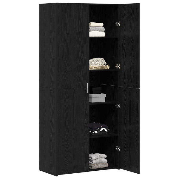 Highboard 2er Set Schwarz Eichenoptik