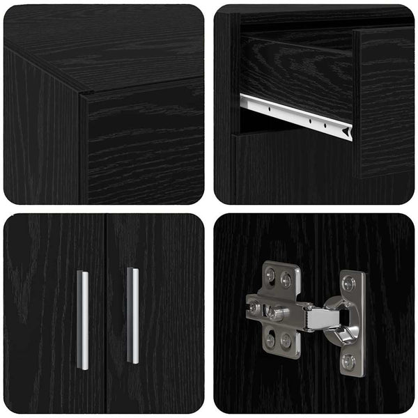 Schwarzer Badschrank Eichen-Optik 80 cm