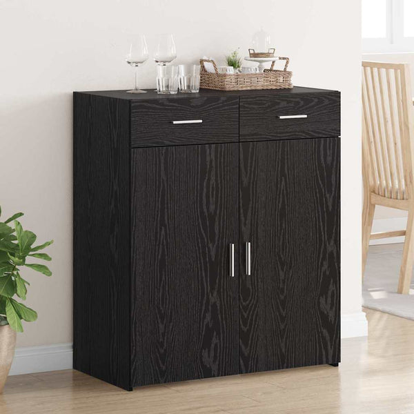 Schwarzer Badschrank Eichen-Optik 80 cm