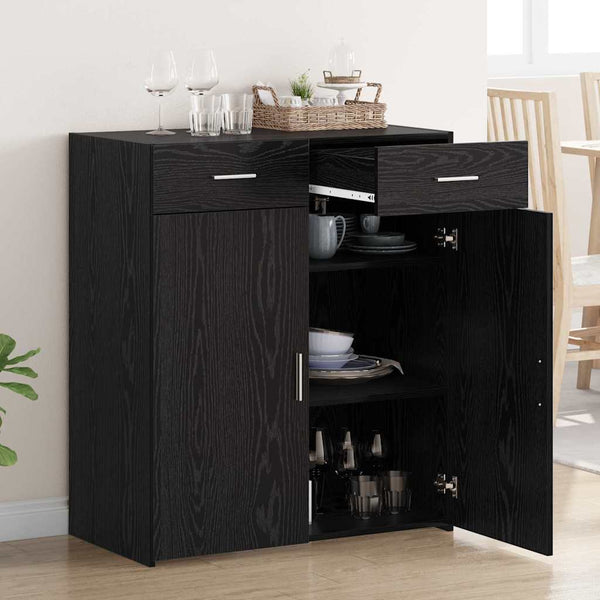 Schwarzer Badschrank Eichen-Optik 80 cm