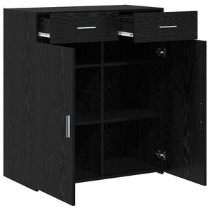 Schwarzer Badschrank Eichen-Optik 80 cm