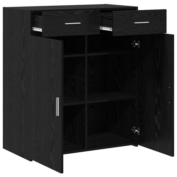 Schwarzer Badschrank Eichen-Optik 80 cm