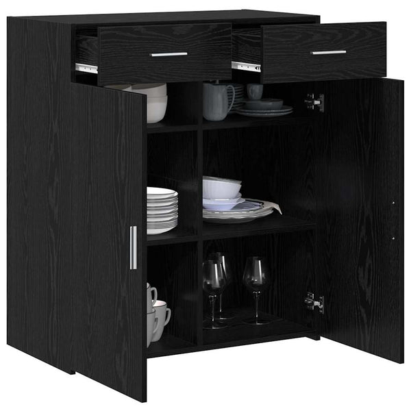 Schwarzer Badschrank Eichen-Optik 80 cm