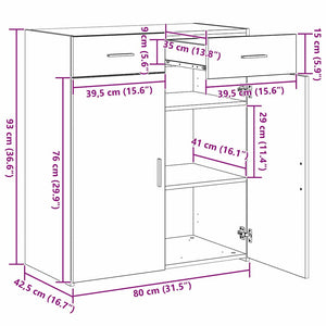 Schwarzer Badschrank Eichen-Optik 80 cm