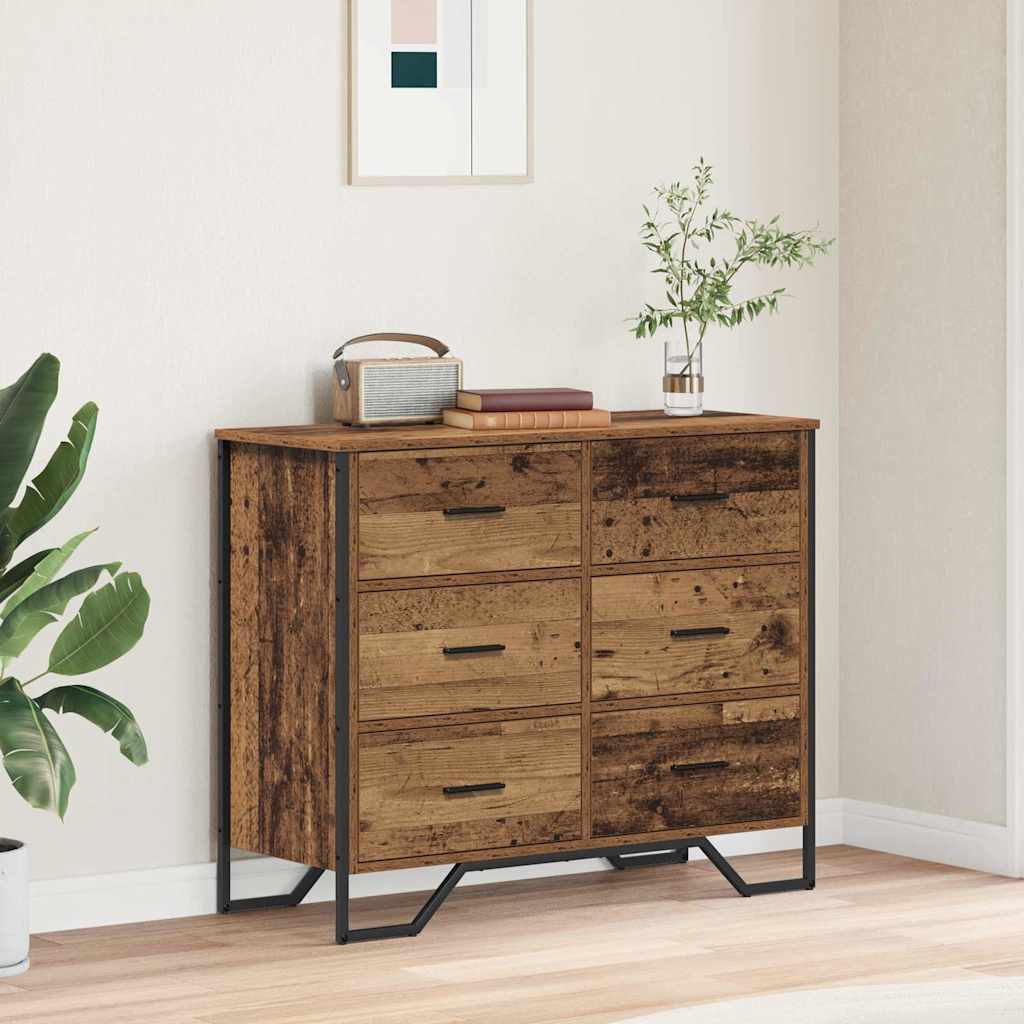 Kommode Altholz mit Schubladen, 2er-Set