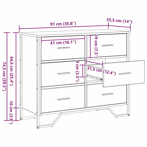 Kommode mit Schubladen, Artisan-Eiche, 2er-Set