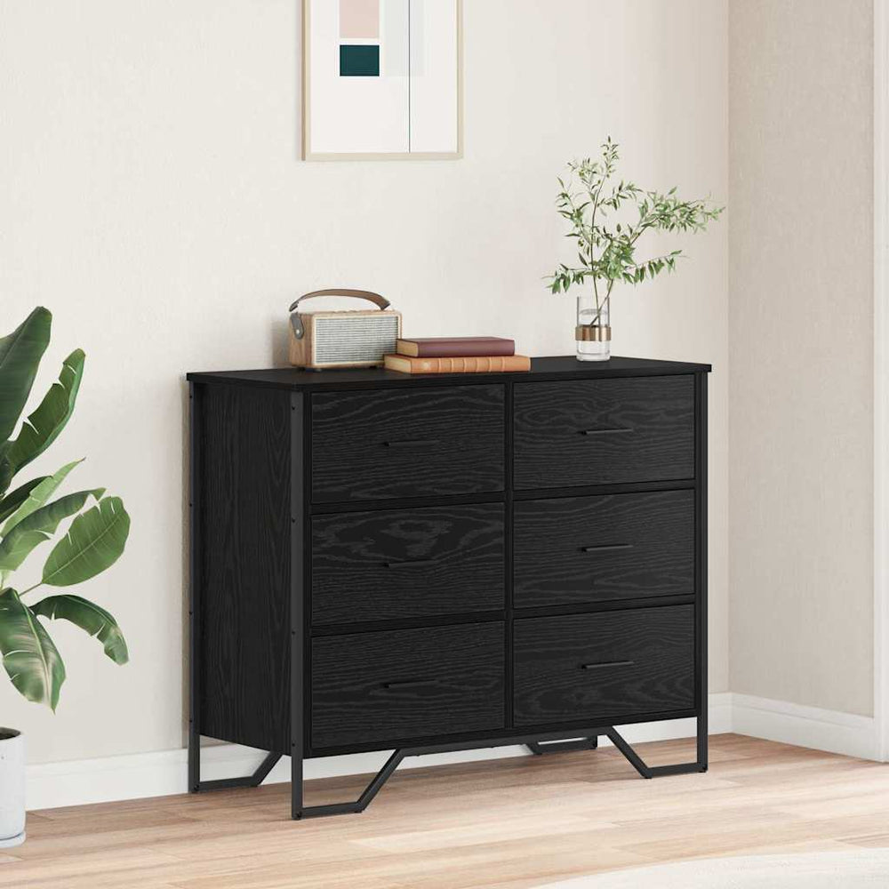 Kommode Schwarz Eichen-Optik, 2er-Set