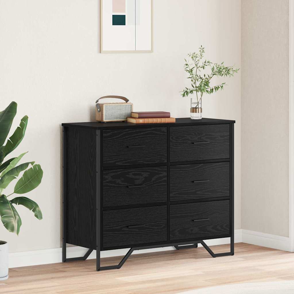 Kommode Schwarz Eichen-Optik, 2er-Set