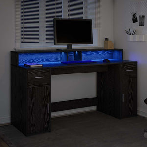 Schreibtisch Schwarze Eiche 160 cm mit LED