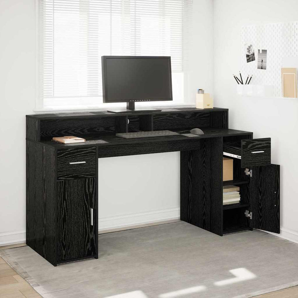 Schreibtisch Schwarze Eiche 160 cm mit LED
