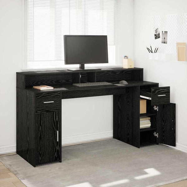 Schreibtisch Schwarze Eiche 160 cm mit LED