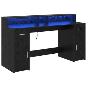 Schreibtisch Schwarze Eiche 160 cm mit LED