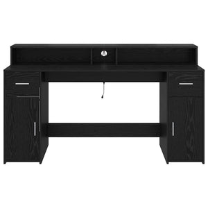 Schreibtisch Schwarze Eiche 160 cm mit LED