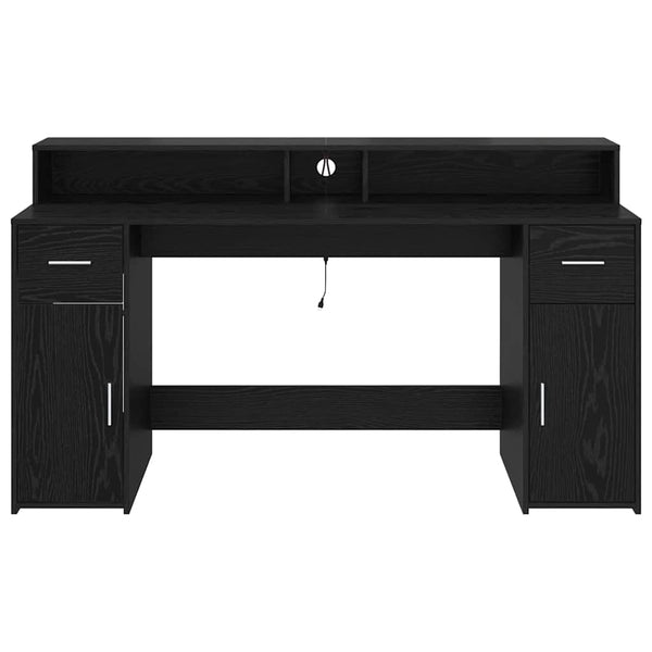 Schreibtisch Schwarze Eiche 160 cm mit LED