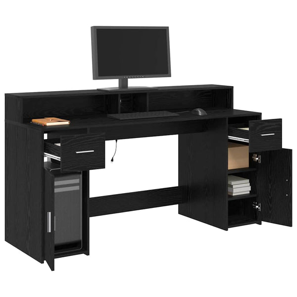 Schreibtisch Schwarze Eiche 160 cm mit LED