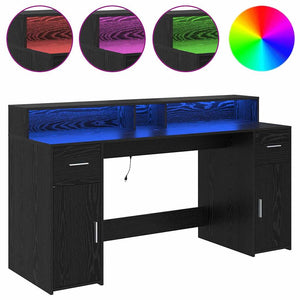 Schreibtisch Schwarze Eiche 160 cm mit LED