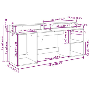 Schreibtisch Schwarze Eiche 200 cm
