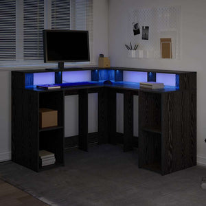 Schreibtisch mit Regal, Schwarz Eiche, 130x130 cm