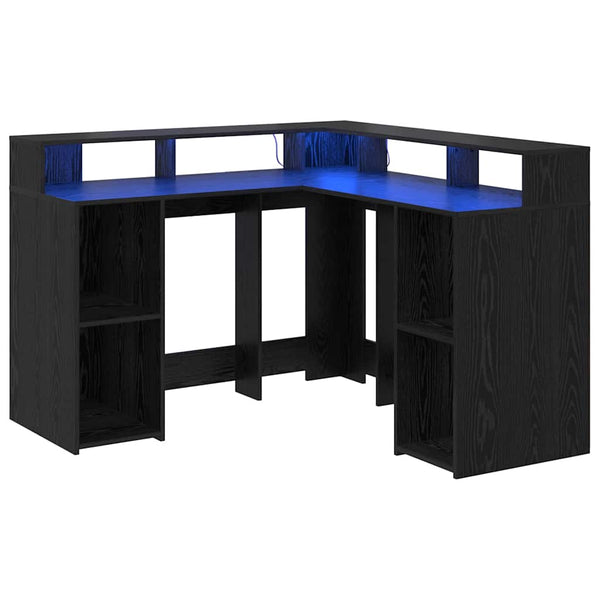Schreibtisch mit Regal, Schwarz Eiche, 130x130 cm