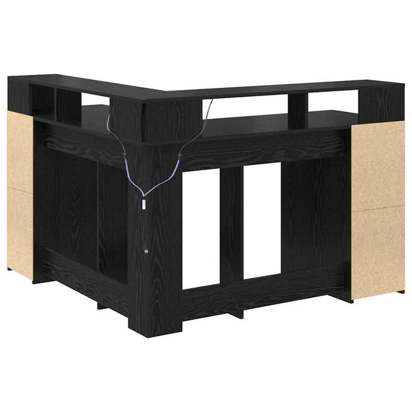 Schreibtisch mit Regal, Schwarz Eiche, 130x130 cm