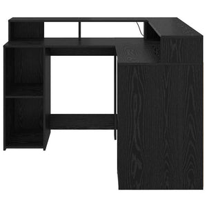 Schreibtisch mit Regal, Schwarz Eiche, 130x130 cm