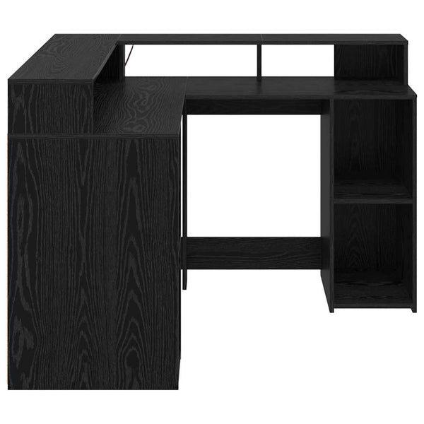 Schreibtisch mit Regal, Schwarz Eiche, 130x130 cm