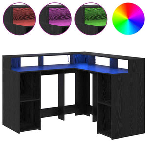 Schreibtisch mit Regal, Schwarz Eiche, 130x130 cm