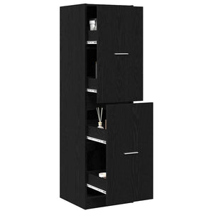 Apothekerschrank Schwarz Eichenoptik 144,5 cm