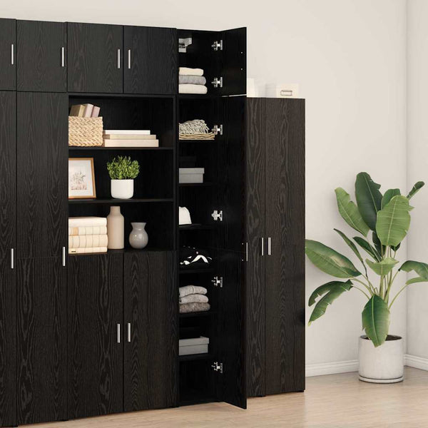 vidaXL Meuble de rangement 3 pcs Noir aspect chêne