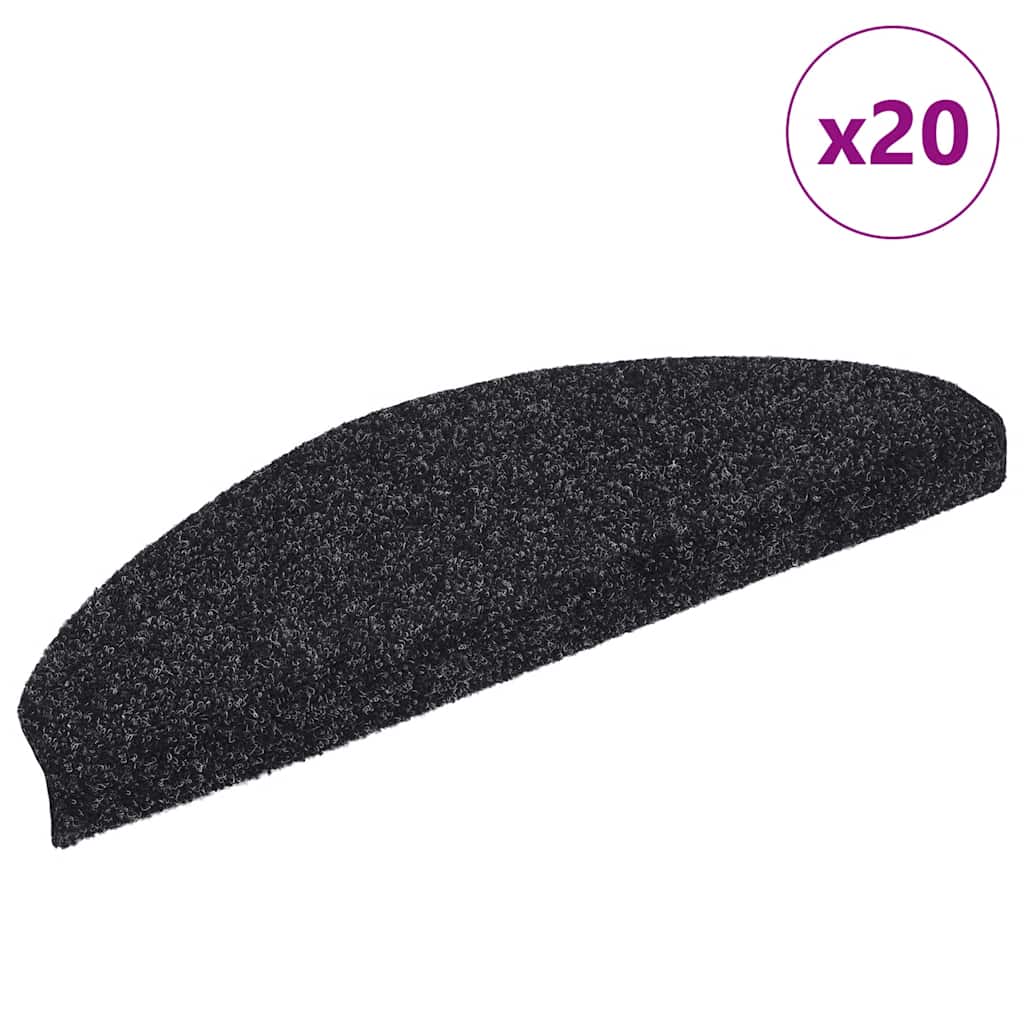 Selbstklebende Stufenmatten, 20er Set, Schwarz