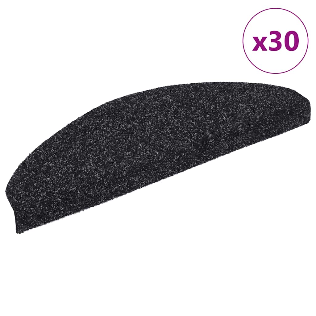 Selbstklebende Treppenmatten Schwarz Halbrund 30 Stk.
