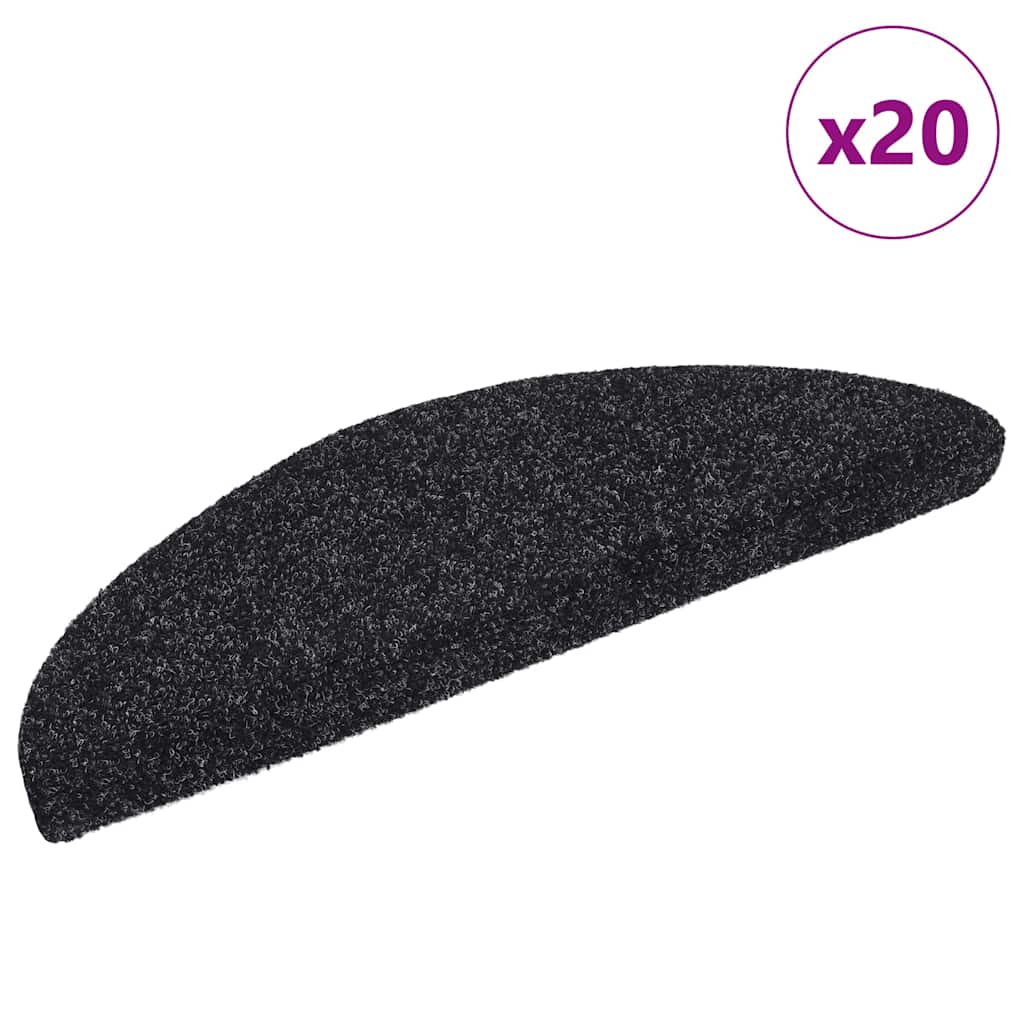 Selbstklebende Stufenmatten, 20er Set, Schwarz