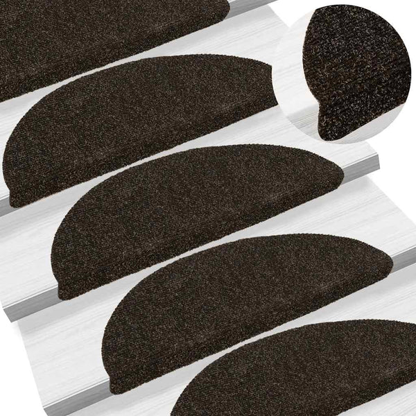 Selbstklebende Stufenmatten Dunkelbraun Halbrund 30 Stk.
