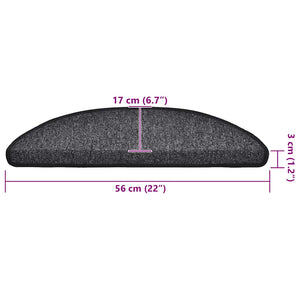 Anthrazit Stufenmatten Halbrund 56x17x3 cm, 30er Set