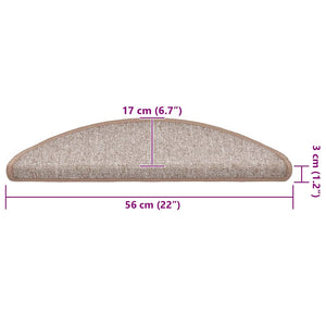 Hellbraune Stufenmatten Halbrund 56x17 cm, 30er Set