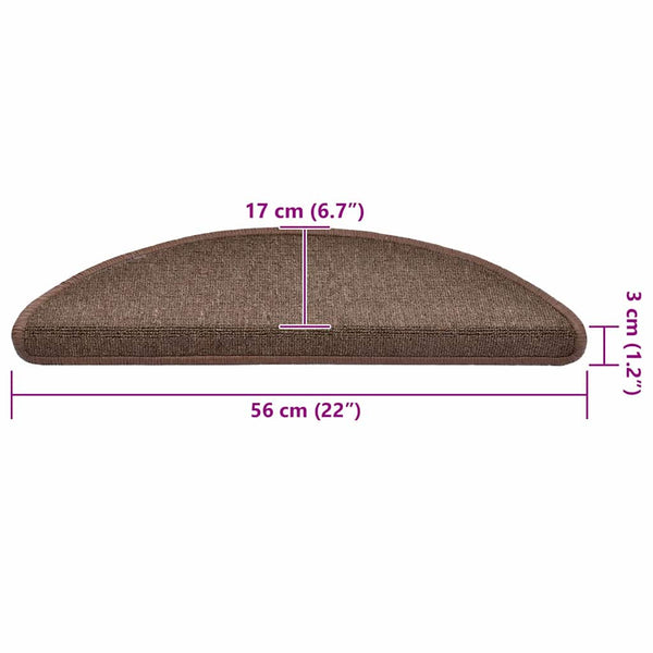 Stufenmatten Halbrund Kaffeebraun 56x17 cm, 30er Set