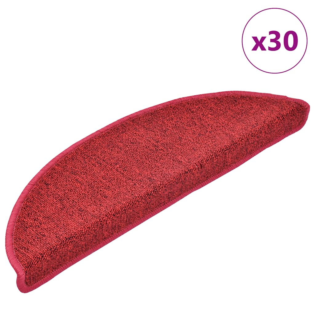 vidaXL Tapis de marches 30 pcs 56x17x3 cm Rouge Semi-circulaire